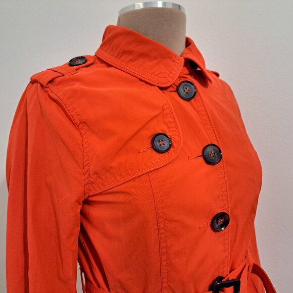 Divided Women Trench Belted Coats Bold Red/Orange Size 6 - Picture 3 of 9